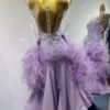 Purple ballroom and smooth dance dress with ostrich feathers, with or without floats - Image 2