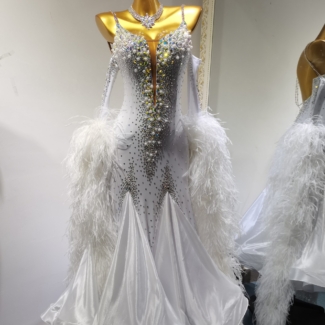 white ballroom dance dress