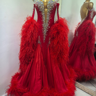 red ballroom dance dress