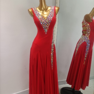 red smooth dance dress