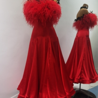 red ballroom dance dress