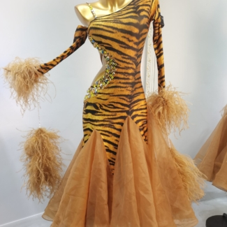 tiger print ballroom dance dress