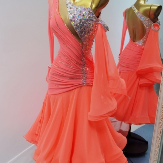 orange pink ballroom dance dress