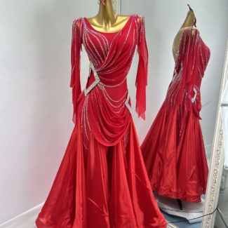 red ballroom dance dress