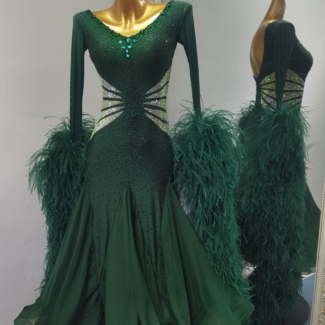 Smooth Dance Dress with Ostrich Feathers