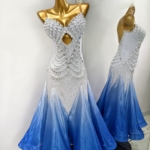 ombre white ballroom dress