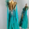 Turquoise smooth dance dress with slit - Image 3