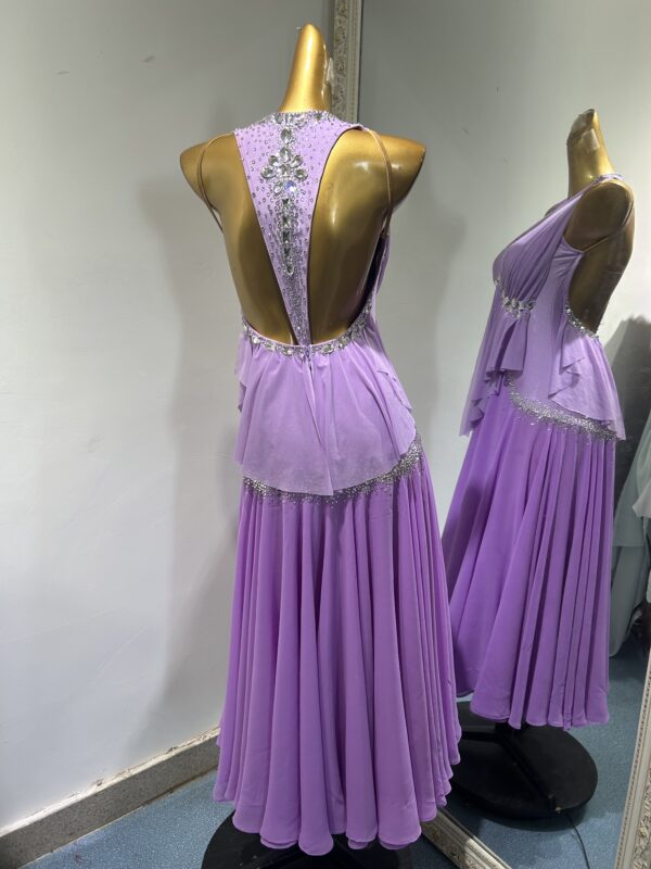 Purple ballroom and smooth dance dress with flared skirt - Image 3