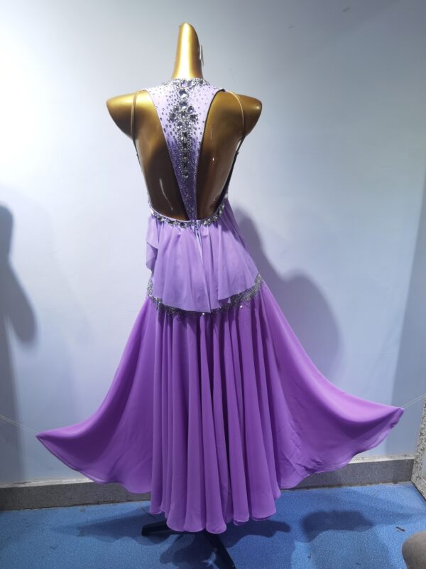 Purple ballroom and smooth dance dress with flared skirt - Image 4