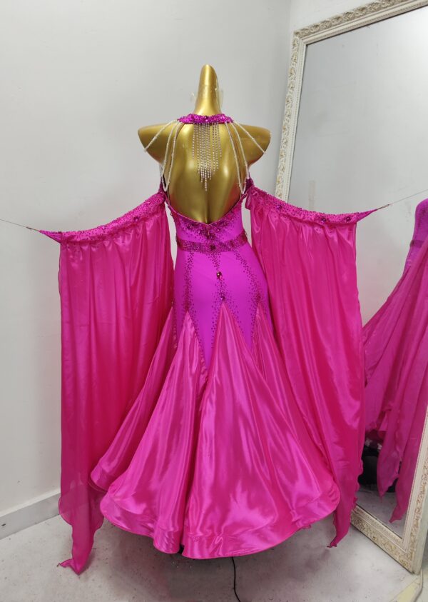 Fuchsia pink ballroom and smooth dance dress, with or without floats - Image 3