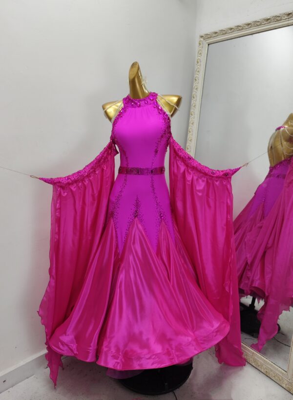 Fuchsia pink ballroom and smooth dance dress, with or without floats