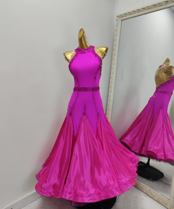 Fuchsia pink ballroom and smooth dance dress, with or without floats - Image 2