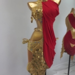red and gold latin dance dress