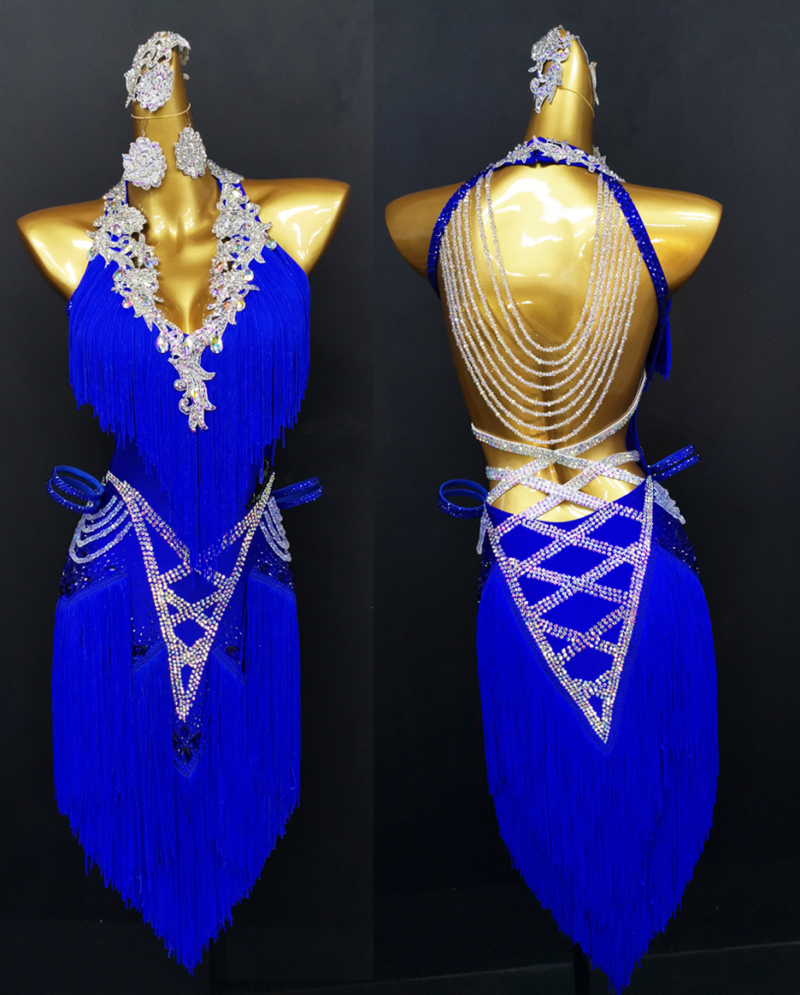 L0002 Blue Latin Dance Dress