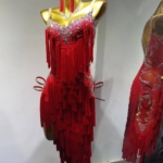 red fringe latin dance dress