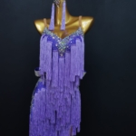 purple fringe latin dance dress
