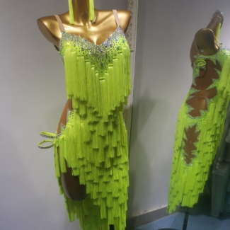 Latin Dance Dress with Crystals & Beads