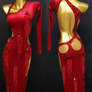 red velvet latin dance dress