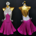 fuchsia latin dance dress with crystal fringe
