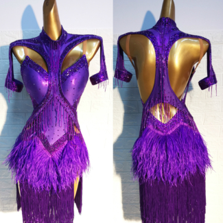 purple latin dance dress