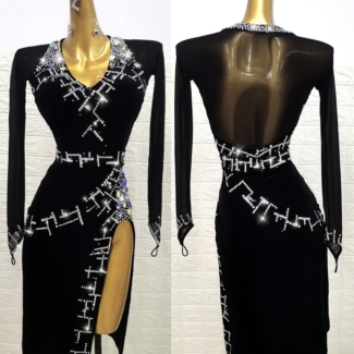 Black Velvet Latin Dance Dress