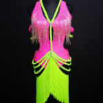 Latin Dance Dress with Beaded Fringe