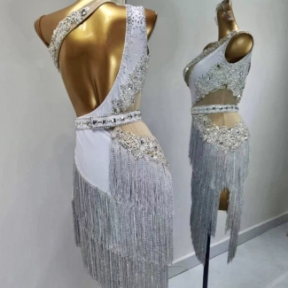 white Latin dance dress