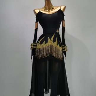 Black Latin Dance Jumpsuit