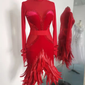 red velvet latin dance dress