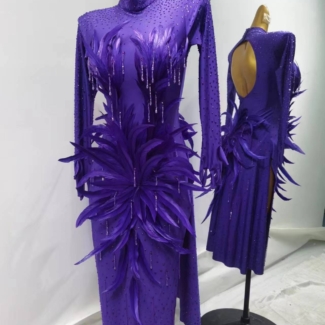purple latin dance dress