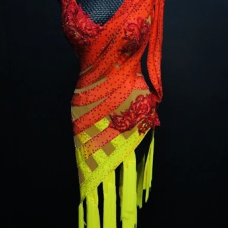 ombre red Latin dance dress