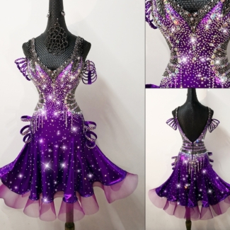 purple latin dance dress