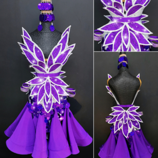 purple latin dance dress with sequins