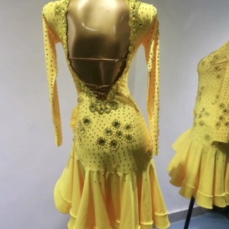 yellow Latin dance dress