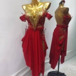 red latin dance dress