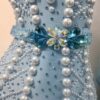 Light blue Latin and Rhythm dance dress with pearls, flared skirt, crystals - Image 3