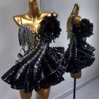 black Latin and Rhythm dance dress