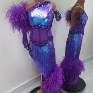shiny purple latin dance dress