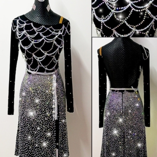 black Latin and Rhythm dance dress