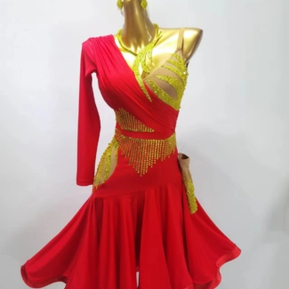 Red and Gold Latin and Rhythm Dance Dress