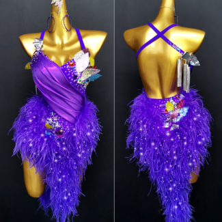 purple latin dance dress