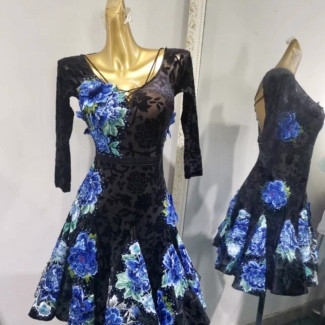Black Velvet Latin and Rhythm Dance Dress