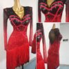 Ombre black and red Latin and Rhythm dance dress with layered fringe and crystals - Image 2