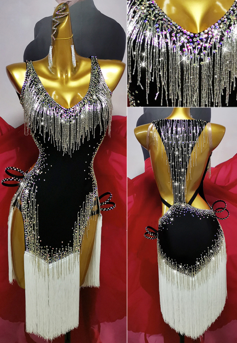 L0119-front Black Latin Dance Dress
