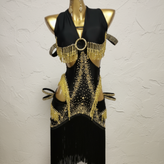 gold latin dance dress