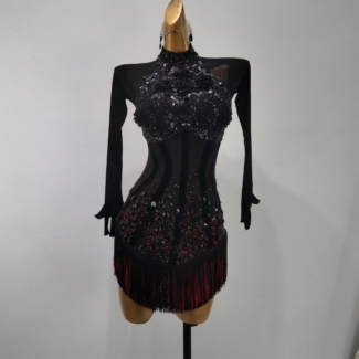 black Latin and Rhythm dance dress