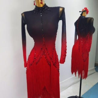 Latin and Rhythm Dance Dress with Fringe