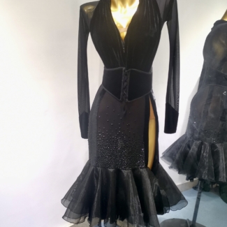 Black Velvet Latin and Rhythm Dance Dress