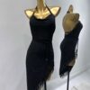 Black Latin and Rhythm dance dress with crystals and fringe with back straps