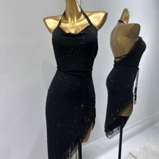 black Latin and Rhythm dance dress